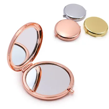Двустороннее зеркало Золотое 65 мм Плоское складное портативное металлическое зеркало для макияжа Креативные подарки