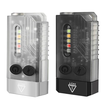 Мини-брелок-фонарик USB Type-C Зарядка 1000ЛМ УФ-фонарик IPX4 Водонепроницаемый Магнитный зуммер Красный свет SOS для пеших прогулок