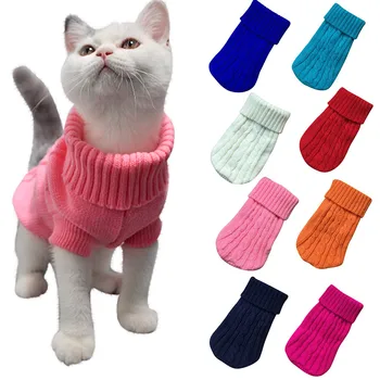 Одежда для домашних собак и кошек Зима Осень Теплый вязаный свитер для кошек, джемпер, пальто для щенков, одежда для мопсов, Пуловер, Вязаная рубашка, одежда для котенка