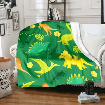 Милый маленький динозаврик, покрытый тонким одеялом с принтом, одеяло для дивана для детей, одеяло для кровати, одеяло для пикника для детей