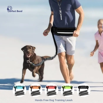 Поводок для собак без рук, сумка на ремне для бега с поводком для собак для прогулок, бега трусцой, поясная сумка на двойной молнии для собак