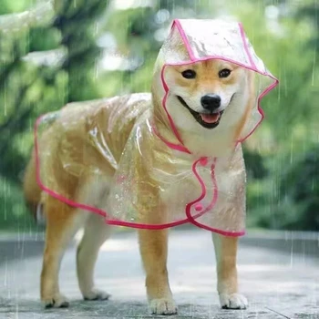 Прозрачная Дождевик для собак и щенков, Непромокаемая куртка с капюшоном для домашних животных, Одежда из мягкого ПВХ, Дождевик для маленьких собак, Пончо для щенков