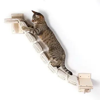 Полки для лазания кошек Настенное крепление Полка для кошачьих лазаний Лестница для аксессуаров для домашних животных с плетеными веревками для британских короткошерстных шотландцев
