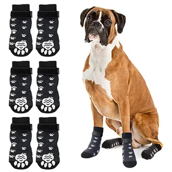 Противоскользящие носки для собак, носки для собак с ремешками, контроль сцепления с деревянным полом в помещении, защита для лап домашних животных для всех собак