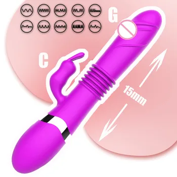 Телескопический вибратор Rabbit, вибрационная стимуляция влагалища, клитора, точки G, мастурбация, массаж при оргазме, секс-игрушки для пары