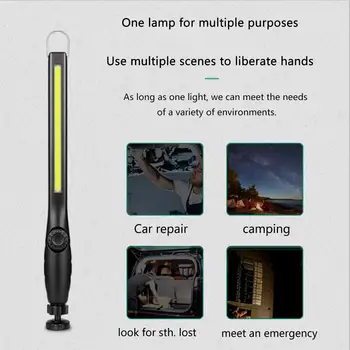 Перезаряжаемый ручной фонарик с USB, аккумуляторная инспекционная лампа с магнитным крючком