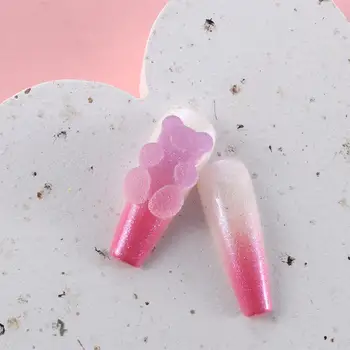 5 шт. Мягкие керамические Мишки для дизайна ногтей, разноцветные Мультяшные 3D Мишки, Нажимные украшения для ногтей, Милые украшения для красоты ногтей.