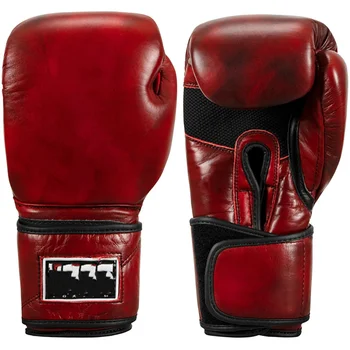Кожаные тренировочные перчатки на крючках - 18 унций - Красный