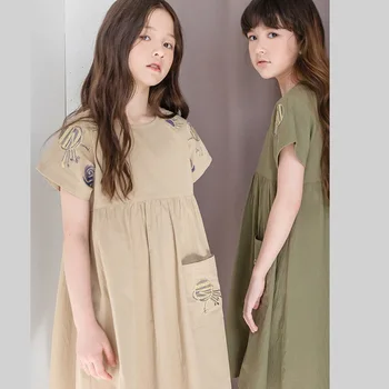 Новые летние платья для маленьких девочек, детское пляжное платье с вышивкой, студенческая одежда