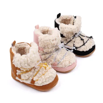 Зимние Зимние детские сапоги для новорожденных Теплые сапоги для малышей Зимние Первые ходунки Обувь для маленьких девочек и мальчиков Мягкая подошва Обувь для новорожденных