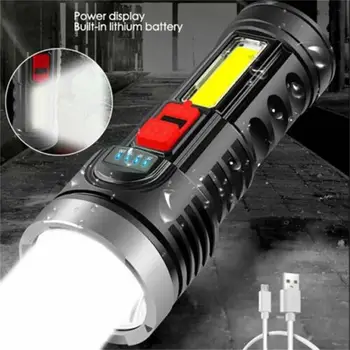Новый сверхяркий мини-портативный фонарик со светодиодной подсветкой, тактический фонарик с USB-аккумулятором, фонарик для кемпинга