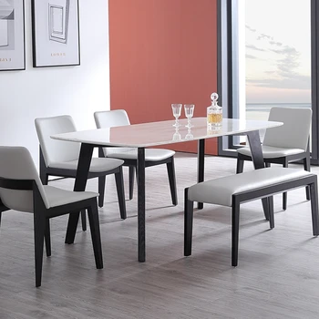 Современный прямоугольный обеденный стол на 6 мест, роскошный итальянский столовый гарнитур Rock Plate, мебель для ресторана Cafe Muebles