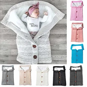 Утолщенная и прочная детская Пеленка на пуговицах, зимние теплые Спальные мешки для новорожденных, Пеленальная коляска, одеяло для малышей