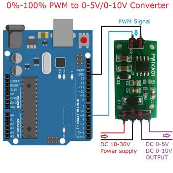 2ШТ ШИМ-преобразователь ЦАП 0-100% Импульсного сигнала в выходное напряжение 0-5 В/0-10 В для Arduino для UNO MEGA PLC