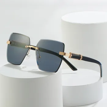 Новые солнцезащитные очки с индивидуальными тенденциями, модные солнцезащитные очки без оправы с обрезанными краями