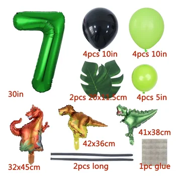 Воздушные шары для вечеринки в тропических джунглях Мини-Динозавр Воздушный шар Сафари Пальмовый лист Украшения для вечеринки в честь Дня рождения Детский Душ