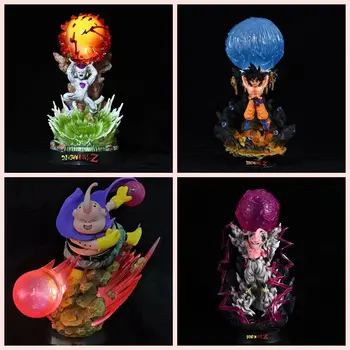 25 см Dragon Ball Z Majin Buu Фигурка Сон Гоку Фриза Spirit Bomb Со светодиодной подсветкой Аниме Фигурки ПВХ Статуэтка Модель Кукла Игрушка в подарок