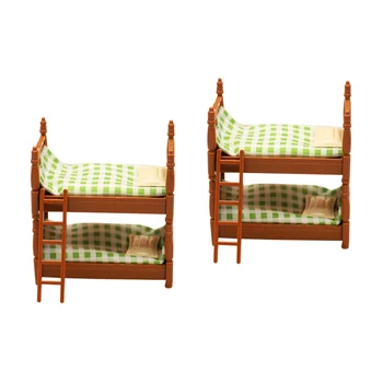 2 Комплекта Миниатюрной кровати, Мини-Мебельного украшения, Мини-Двухъярусной кровати, Аксессуара для дома.