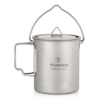 TOMSHOO 750 мл Сверхлегкая Титановая Чашка Кухонная посуда для улицы Портативная чашка для воды, Кружка, посуда, кастрюля для приготовления пищи, Титановый горшок для кемпинга, пикника
