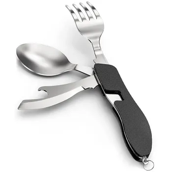 Складная посуда Нож Ложка Вилка Походный нож Вилка Ложка Комбинированная посуда для улицы Портативная Многофункциональная