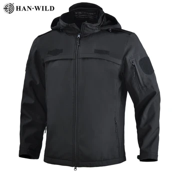 Мужская тактическая куртка HAN WILD Softshell, боевое флисовое пальто, верхняя одежда для пеших прогулок, Страйкбол, охотничьи пальто для сафари, ветровка для кемпинга