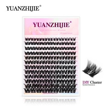 YUANZHIJIE New Mix Наращивание ресниц Кластерами Своими Руками, Сегментированный Объем, Натуральные Индивидуальные Пучки ресниц, Принадлежности для макияжа