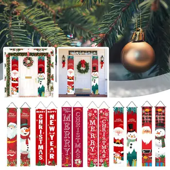 1 Пара Рождественских Двустиший Украшение Дверного Баннера Рождественский Флаг Украшения Узоры Праздничный Знак Рождественское Крыльцо Снежинка U8J0