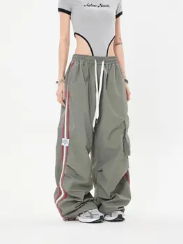Y2K Женская уличная одежда, технологичная одежда, Винтажные Корейские брюки-карго, Мужские спортивные штаны, Широкие брюки для бега трусцой, одежда