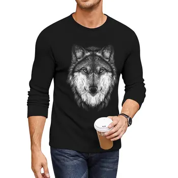 Новая длинная футболка с Волчьим лицом, великолепная футболка с графикой, быстросохнущая футболка, футболки для мужчин