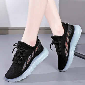 Новые горячие кроссовки для бега, женская спортивная обувь, уличные кроссовки на платформе со шнуровкой, дышащие кроссовки для бега трусцой, кроссовки для спортзала