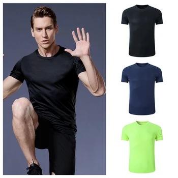 Мужская быстросохнущая футболка для спортзала, футболка для фитнеса, футболка для бега, спортивная футболка с коротким рукавом, футбольные тренировочные майки, мужская спортивная одежда
