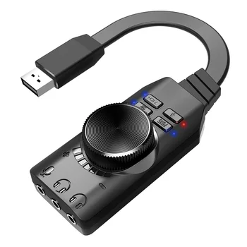 7.1-канальный USB-адаптер звуковой карты GS3 с внешней регулировкой громкости для Windows