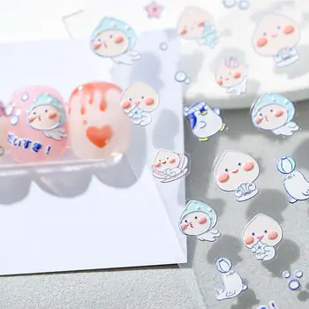 Дизайн Милый Слайдер Обертывает Самоклеящиеся наклейки для ногтей в виде кролика, Клубничная наклейка для ногтей с 5D гравировкой, украшение для ногтей