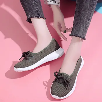 2023 Летние женские кроссовки, Повседневная обувь для ежедневных прогулок, Дизайнерская обувь из мелкой сетки на шнуровке, Дышащая трикотажная спортивная обувь для фитнеса