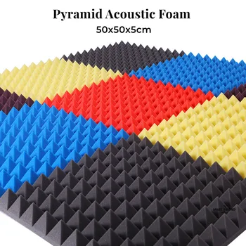 6 упаковок 50x50x5 см Студийная Пирамида из акустической пены Звуконепроницаемая Пена Звукопоглощающая Панель для Шумоизоляции Защитная Губка