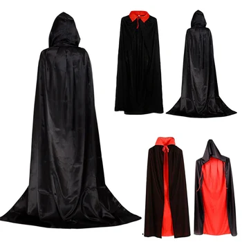 Костюм для макияжа на Хэллоуин с длинным капюшоном, косплей-костюм Ведьмы, Мрачный Жнец, Красно-черная мантия для детской вечеринки для взрослых