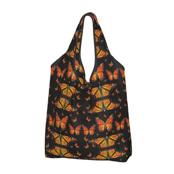 Кучи бабочек-монархов Женская повседневная сумка для покупок через плечо, большая вместительная сумка-тоут, портативная сумка для хранения, складные сумки
