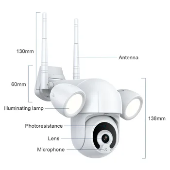 Tuya 3MP Прожектор Камера Освещения Двора Smart PTZ Открытый WiFi IP IR IP66 Водонепроницаемый Домашний Сад CCTV Камера Безопасности