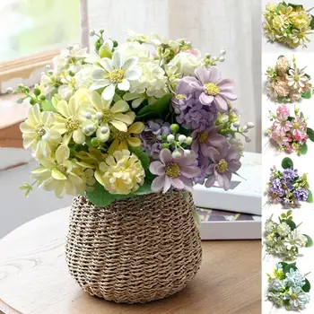 Искусственный цветок, 15 луковиц, хризантема, Не вянет, не поливается, полная жизненных сил, реквизит для фотосессии, центральное украшение стола, свадебный искусственный цветок
