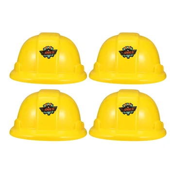 4 Шт Игрушечная Инженерная шляпа, Накладные Строительные Шляпы, Детские Пластиковые Желтые Детские Игрушки