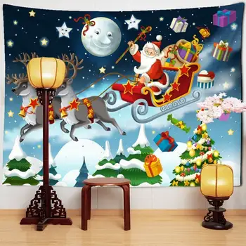 Гобелен Санта-Клауса Рождественский Гобелен, Висящий на стене, Зимние Гобелены с Рождеством, Праздничные принадлежности, Большое одеяло на стене дома