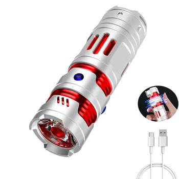 Заряжающийся через USB-C Портативный Мощный светодиодный фонарик EDC Играет в декомпрессионные игрушки, Мощный фонарик с вращающимся фонариком-спиннером