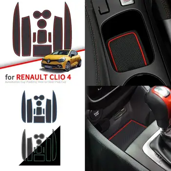 для Renault Clio 4 Противоскользящий Прорезь Для Ворот Коврик Для Чашки Дверной Паз Нескользящая Накладка Аксессуары Для Интерьера Автомобиля-Стайлинг Подстилки Коврики