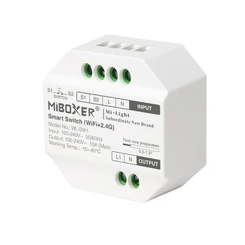 Светодиодный контроллер MiBoxer Wifi + 2.4G Smart Switch RF Push-Диммер WL-SW1 100-240 В Приложение /Голос/Дистанционное Управление