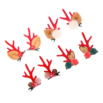 4 Заколки для волос с оленьими рогами, рождественская заколка для волос для девочки, Рождественская вечеринка с оленями