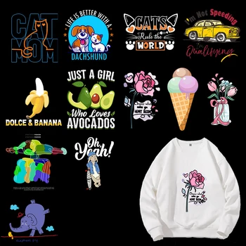 DIY мультфильм животных Креативное животное Фруктовое мороженое теплопередача виниловая одежда футболка декоративные печатные наклейки для детей