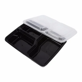 10шт контейнеров для приготовления еды Bento Box Контейнеры с 3 отделениями и крышками для офиса для пикника (черный)