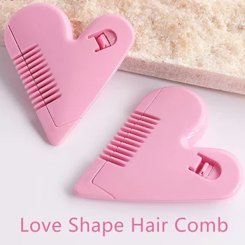 Розовый мини-триммер для волос в форме сердечка для стрижки волос, расческа для удаления волос на теле, бикини, щетки для волос на лобке с лезвиями, инструменты для обрезки