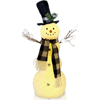 Очаровательные украшения-фигурки рождественского снеговика Clgnme - Белый Снеговик со световыми эффектами для декора помещений и коллекционеров