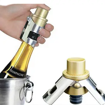 Портативная пробка для шампанского из нержавеющей стали, герметик для бутылок игристого вина, надувная крышка для пробки для шампанского нажимного типа